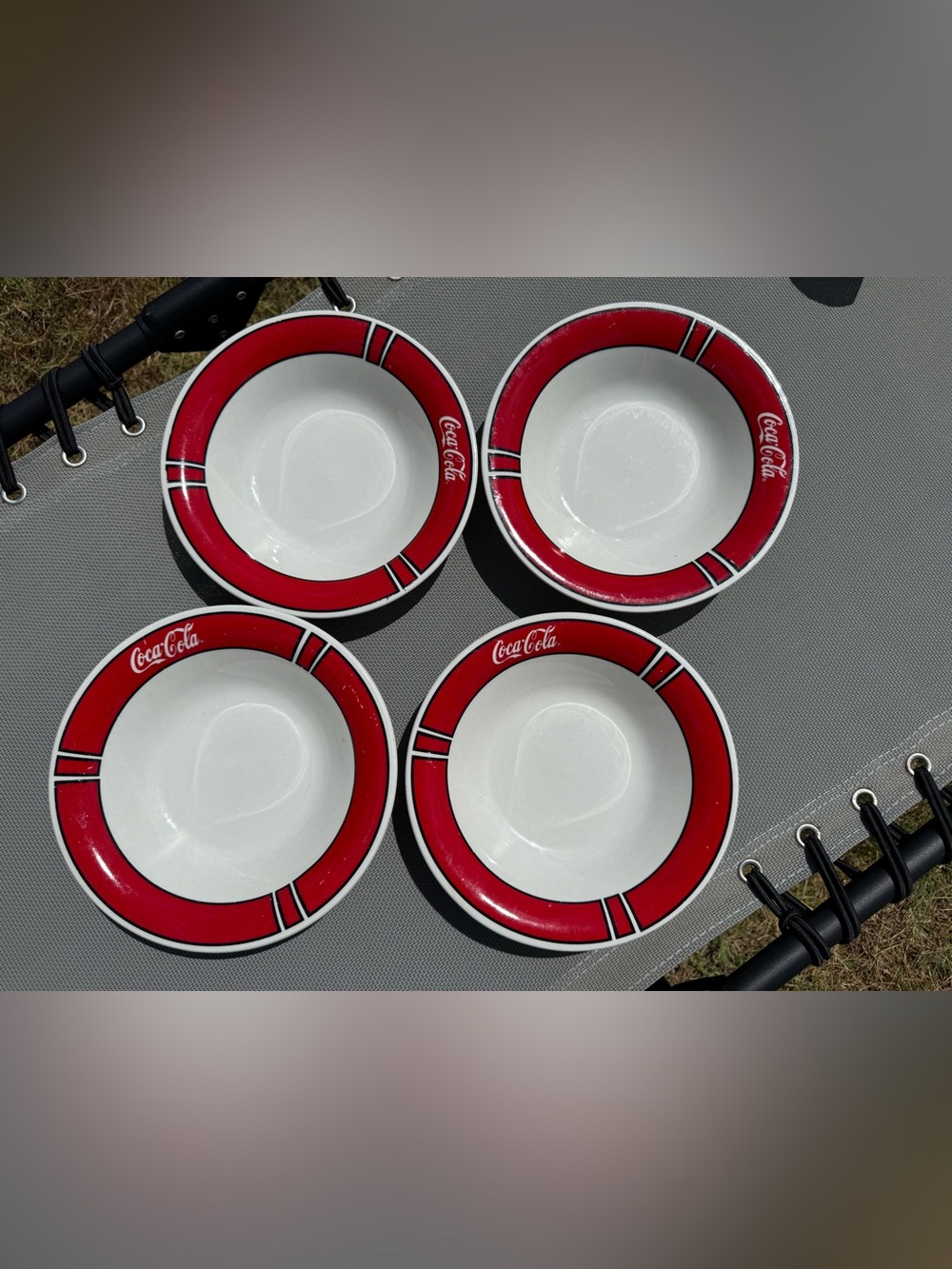 Vintage 1996 Coca Cola White Ceramic Bowls - Set of 4